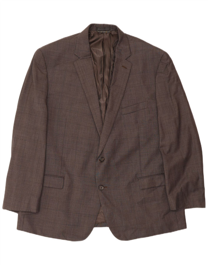Ralph Lauren Mens 2 Button Blazer Jacket UK 48 3XL Brown Check Wool
