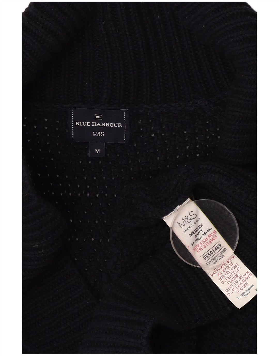 MARKS & SPENCER Maglione cardigan da uomo in cotone blu navy medio