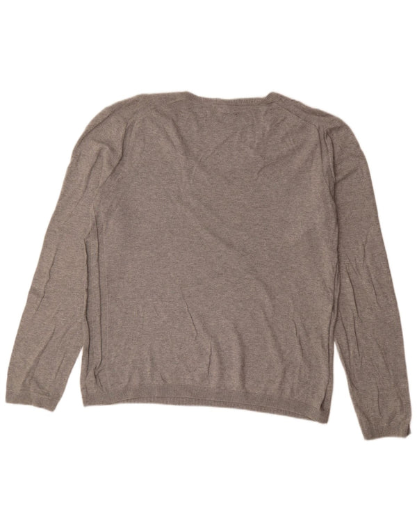 Gap Mens V-Neck Jumper Sweater Large Grey Cotton