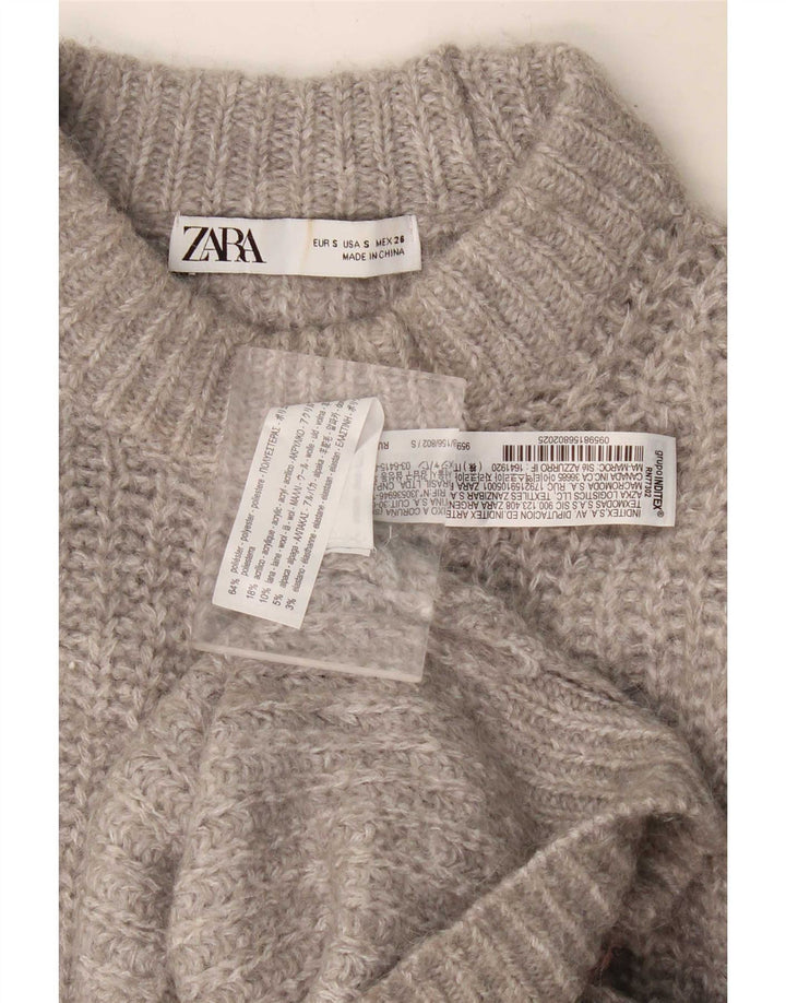 Zara Womens Oversized Turtle Neck Jumper Sweater UK 10 Small Grey Polyester
