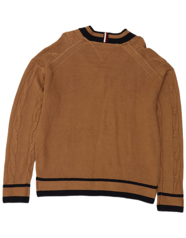 Tommy Hilfiger Herre V-hals sweater Medium Brun Colourblock