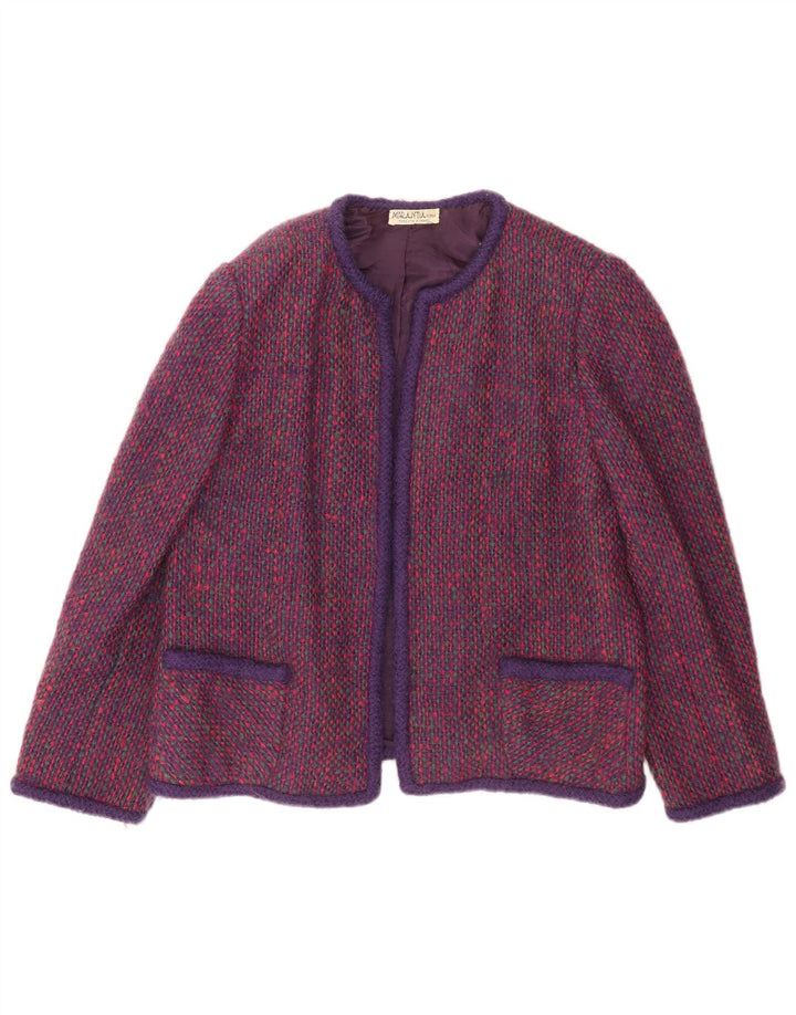 Vintage Womens Blazer Jacket UK 18 XL Purple Check Wool