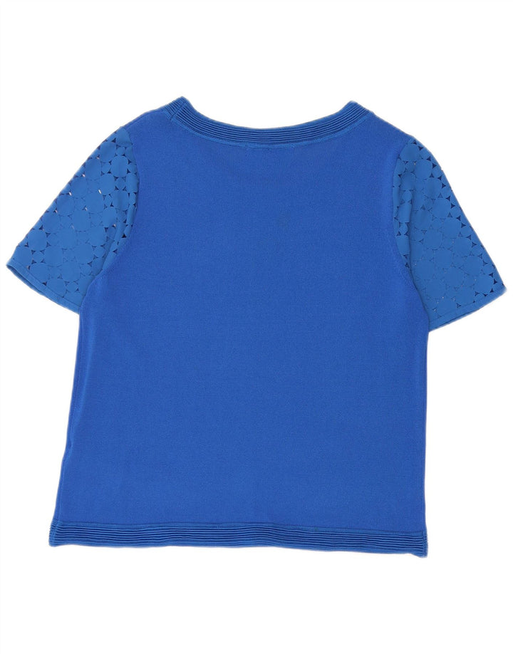 Marks & Spencer Womens Blouse Top UK 12 Medium Blue Geometric Viscose