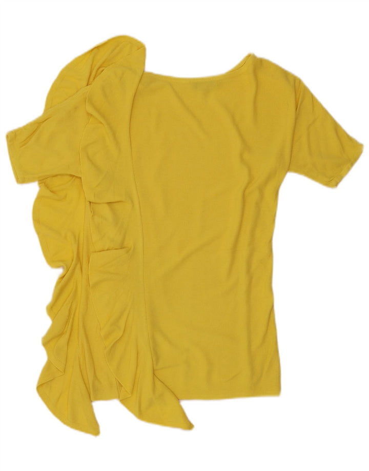 Laura Ashley Womens Ruffle Front Blouse Top UK 10 Small Yellow Rayon