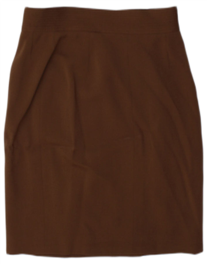 Gonna a portafoglio da donna vintage US 8 media W25 lana marrone