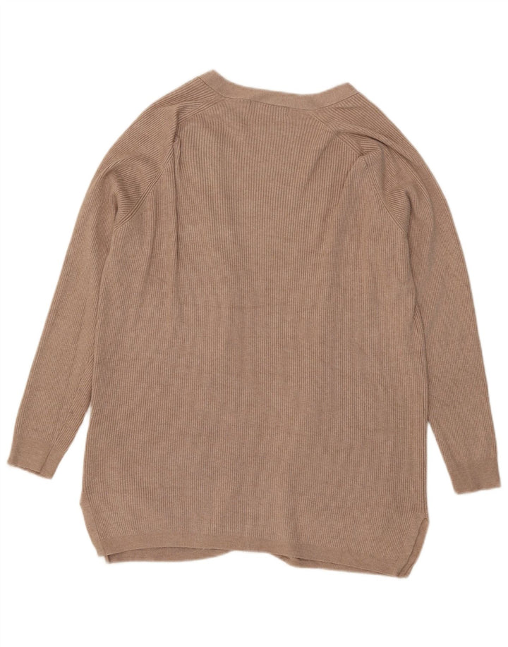 Marks & Spencer Womens Open Cardigan Sweater UK 14 Medium Beige Viscose