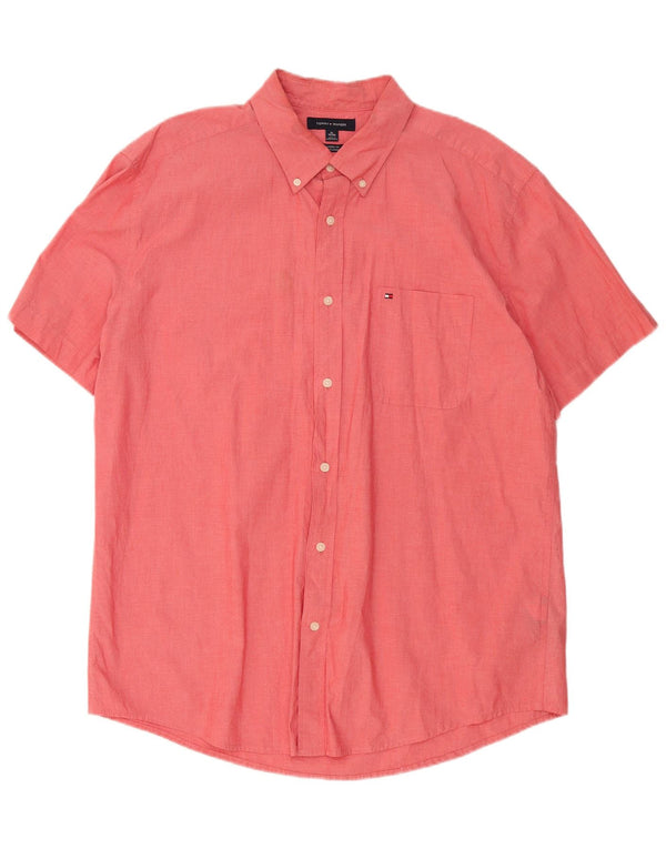 Tommy Hilfiger Chemise à manches courtes pour homme Coupe classique XL Rouge Coton