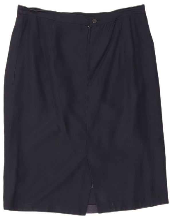 Luisa Spagnoli Damen-Rock mit hoher Taille, gerader Schnitt, Größe 48, XL, W32, Marineblau
