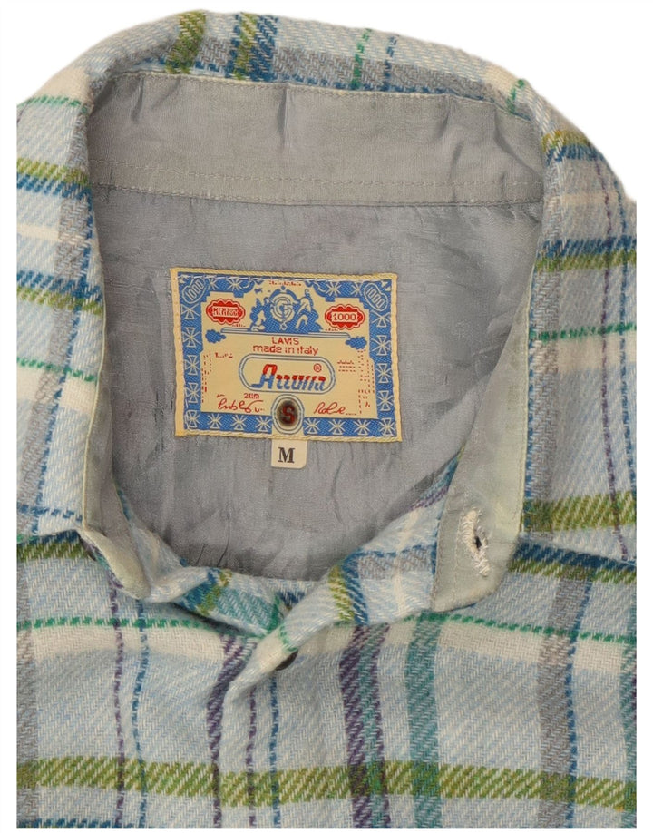 Vintage Mens Lumberjack Flannel Shirt Medium Blue Check