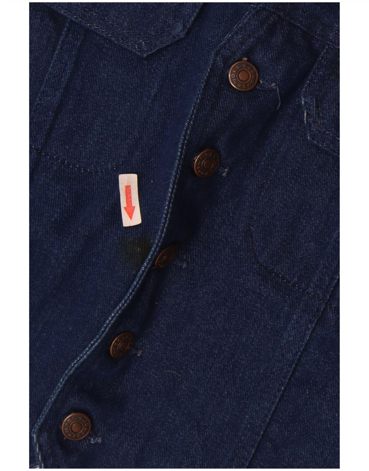 Vintage denimvest til mænd mellemblå bomuld