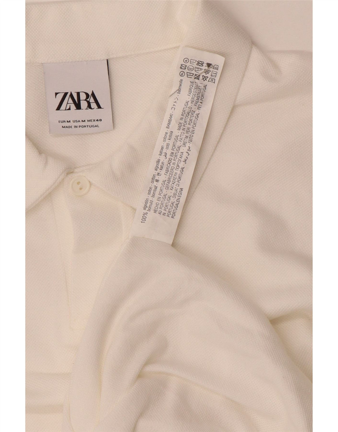 Tricou polo pentru bărbați Zara, bumbac alb mediu