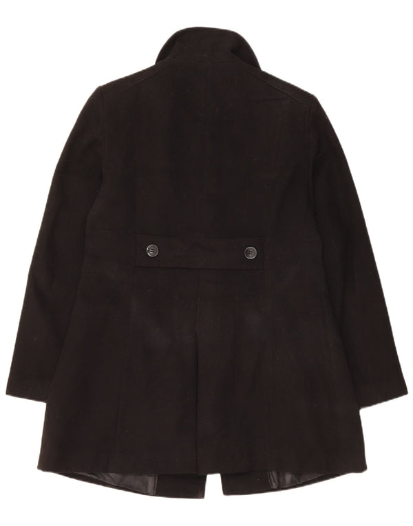 Marks & Spencer Womens Regular Fit Overcoat UK 10 Small Black Polyester