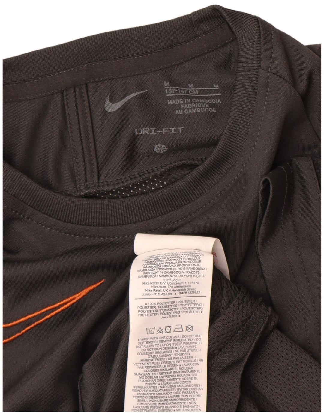Nike Boys Dri Fit T-Shirt Top 10-11 Years Medium Grey Polyester