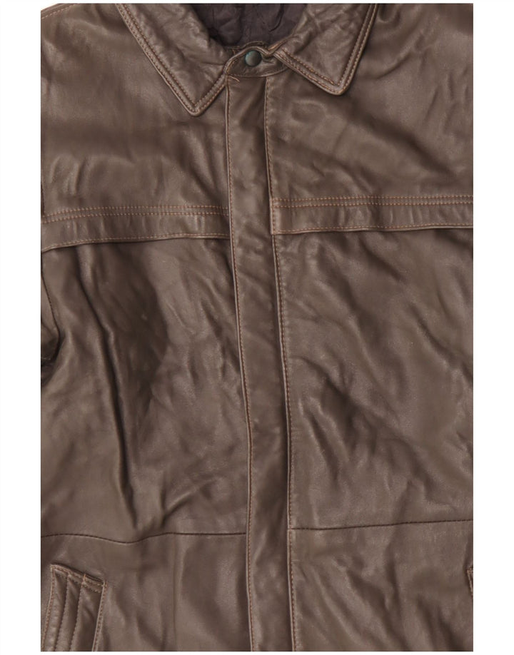Vintage Mens Leather Jacket IT 48 Medium Brown Leather