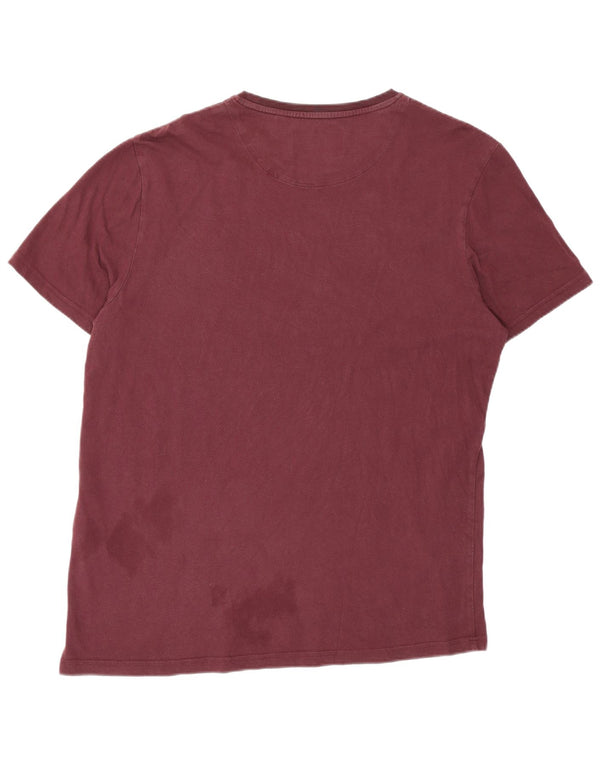 Lyle & Scott Mens T-Shirt Top XL Burgundy Cotton