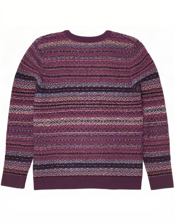 Abercrombie & Fitch Mens Crew Neck Jumper Sweater XL Purple Fair Isle Nylon