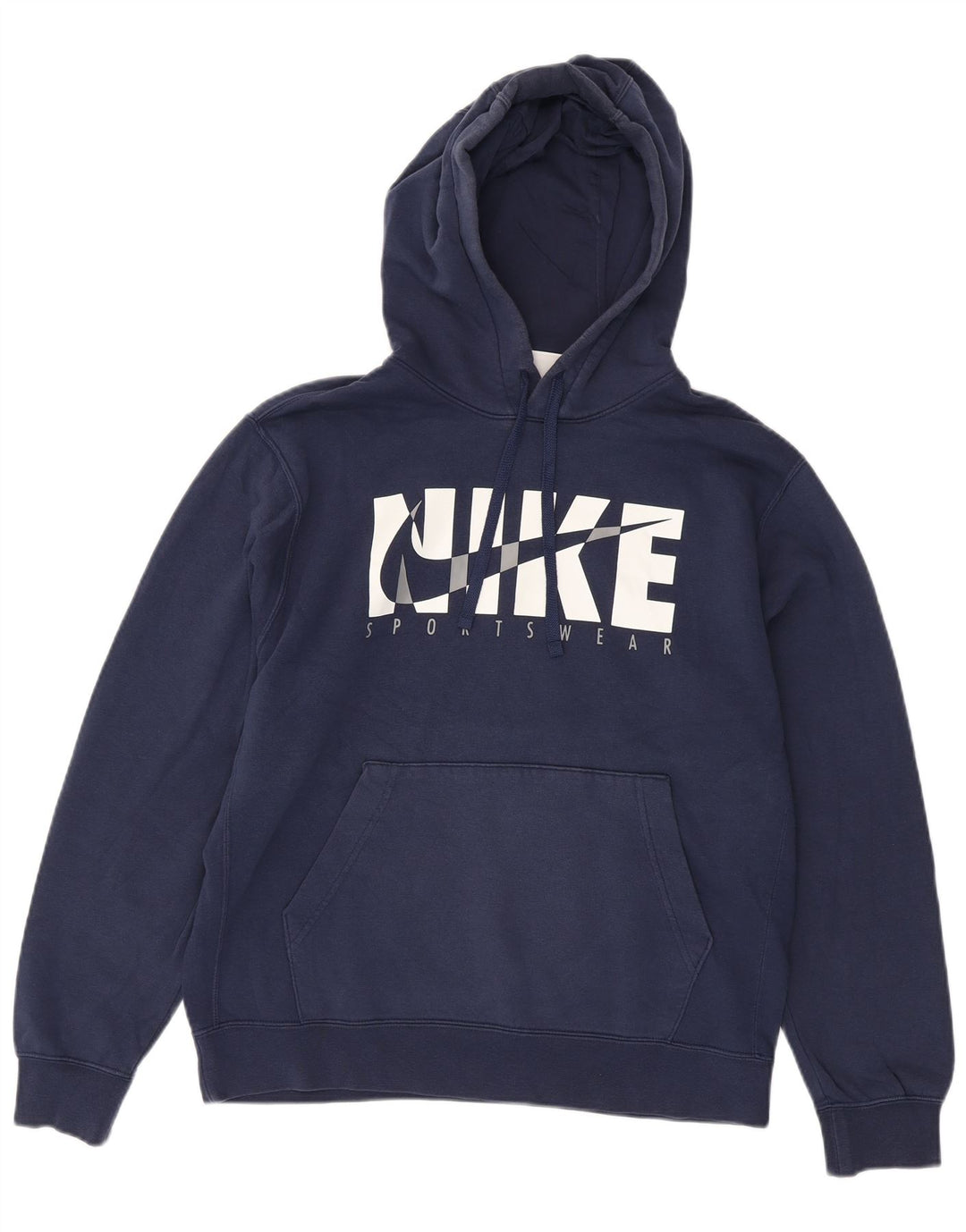 Nike Mens Graphic Hoodie Jumper Medium Navy Blue Cotton