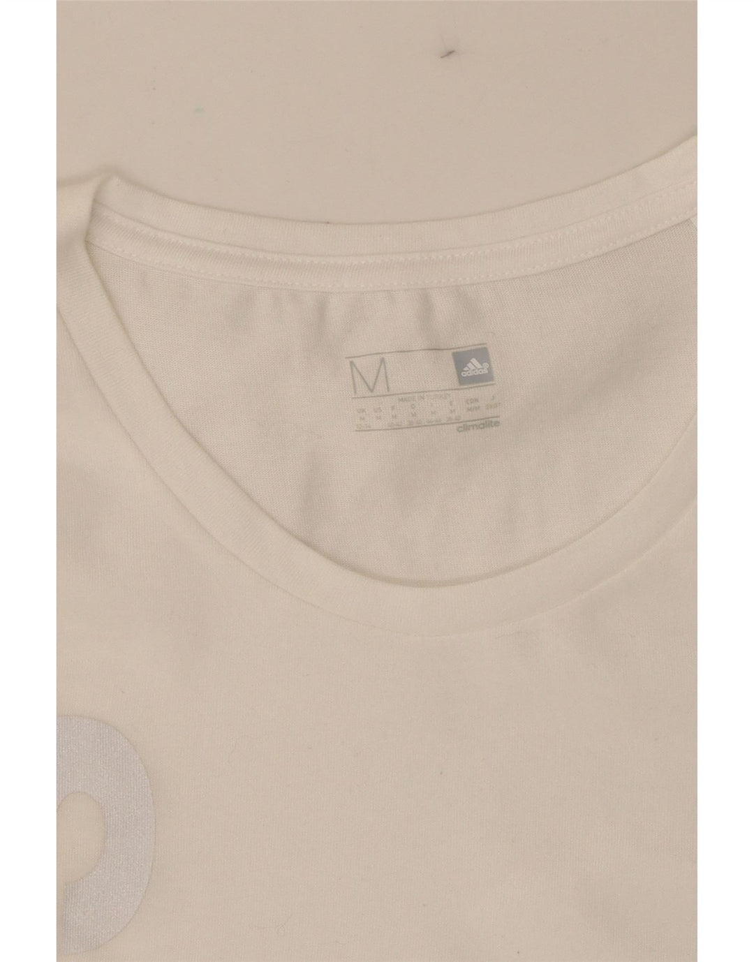 ADIDAS Womens Graphic T-Shirt Top UK 12/14 Medium White Polyester Vintage Adidas and Second-Hand Adidas from Messina Hembry 