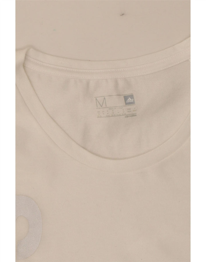 ADIDAS Womens Graphic T-Shirt Top UK 12/14 Medium White Polyester Vintage Adidas and Second-Hand Adidas from Messina Hembry 