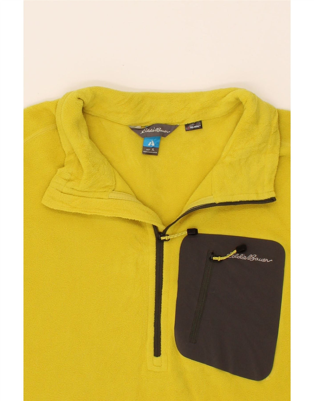 EDDIE BAUER Mens Zip Neck Fleece Jumper XL Yellow Polyester Vintage Eddie Bauer and Second-Hand Eddie Bauer from Messina Hembry 