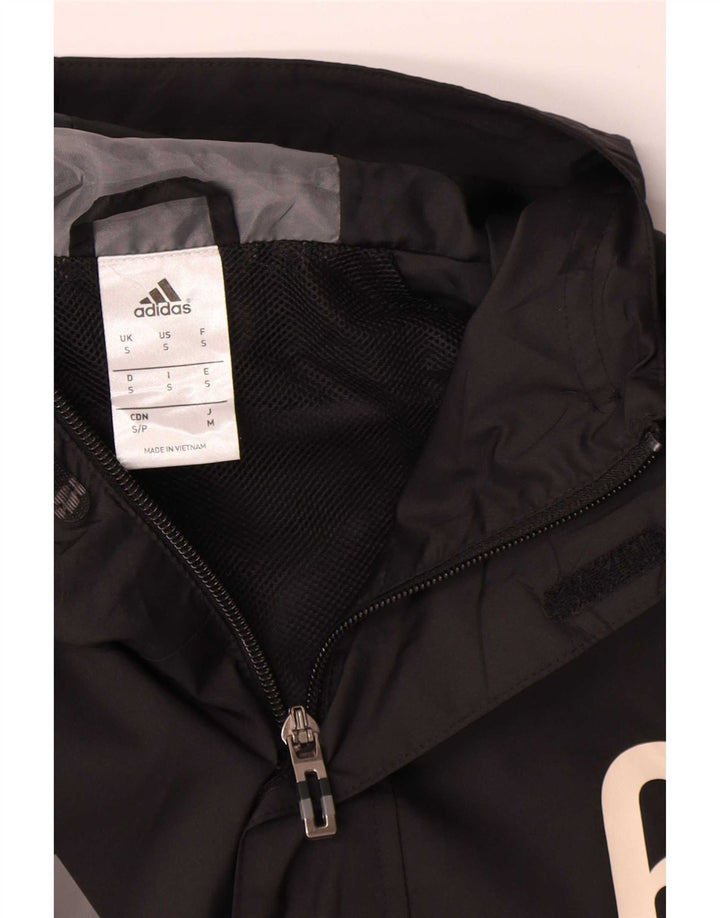 Adidas Giacca antipioggia con cappuccio grafico da uomo UK 36 Small Poliestere nero