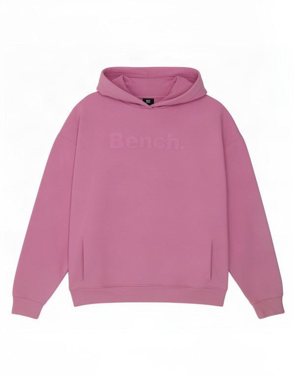 Bench Womens Graphic Oversized Hoodie Jumper UK 18 XL Pink Cotton