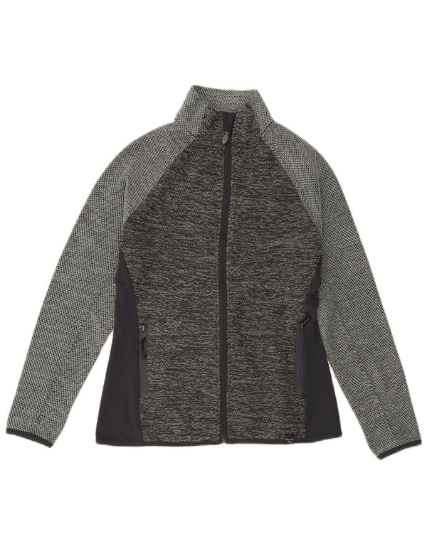Weird Fish Chaqueta superior de chándal con gráfico para mujer UK 10 Small Grey Colourblock
