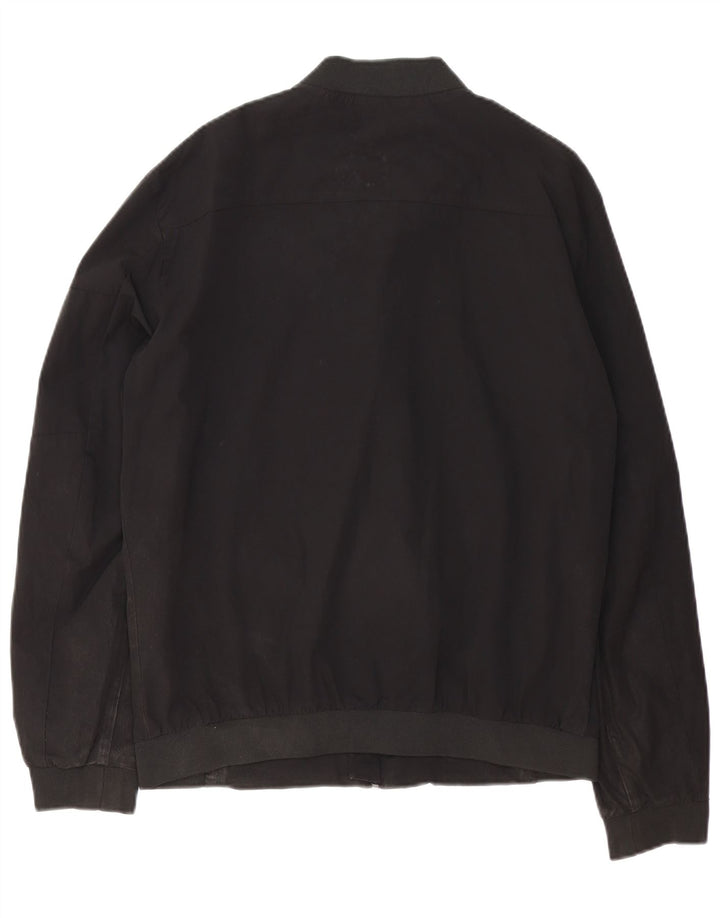 Zara Mens Bomber Jacket UK 40 Large Black Nylon