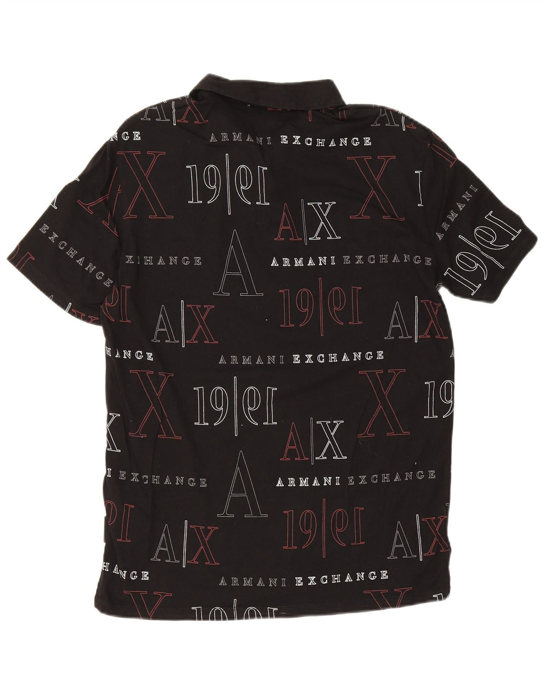 Armani Exchange Mens Graphic Polo Shirt Small Black Cotton