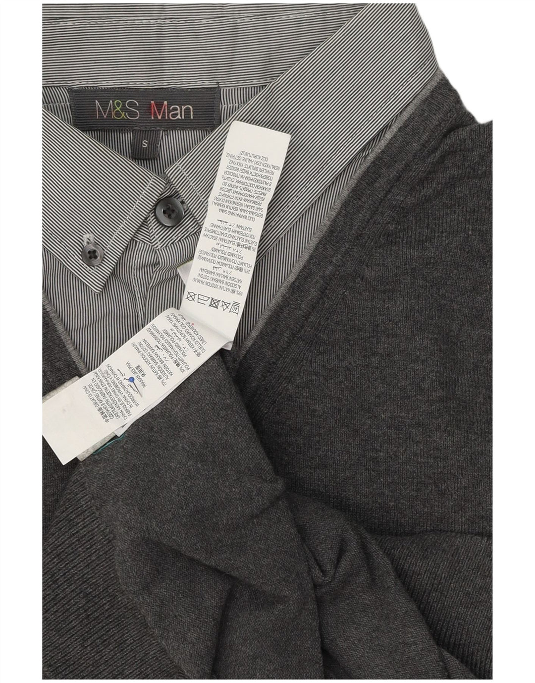 Marks & Spencer Mens Polo Neck Jumper Sweater Small Grey Cotton