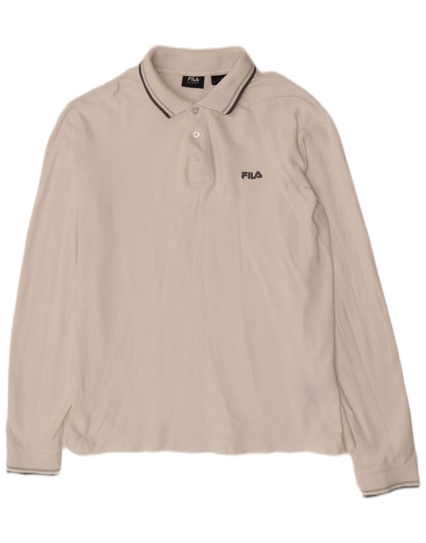 Fila Mens Long Sleeve Polo Shirt Large White Cotton