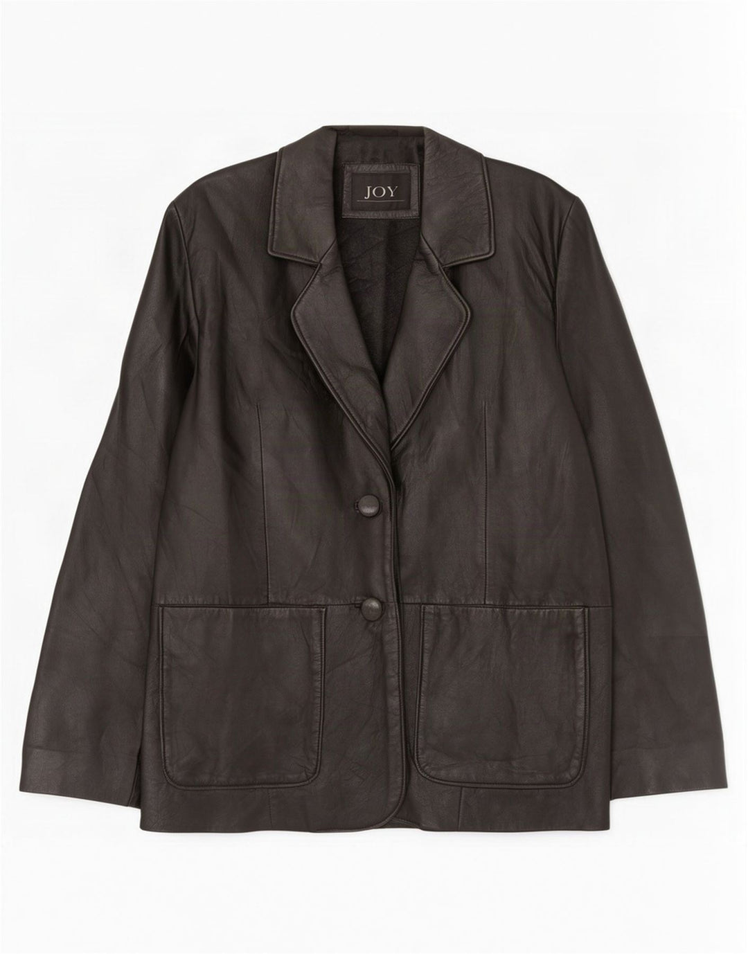 Joy Veste blazer en cuir à 2 boutons pour femme EU 42 Large Noir