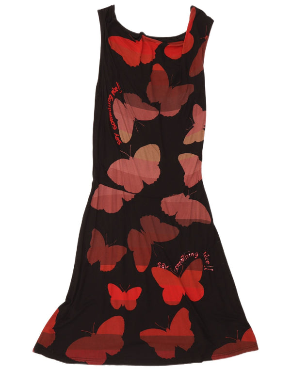 Desigual Womens Graphic Sleeveless Sundress UK 14 Large Black Butterfly