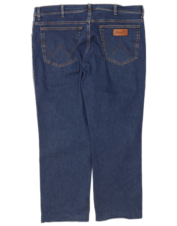 Męskie jeansy Wrangler Texas zwężane, przycięte W42 L28, niebieskie, bawełniane
