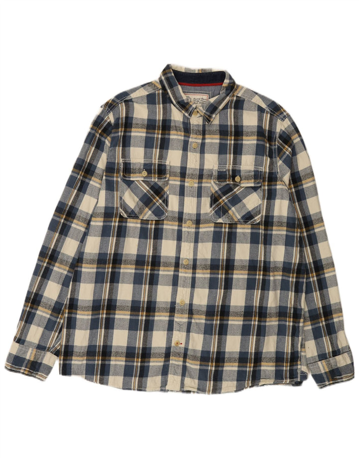 Fat Face Mens Flannel Shirt 2XL Blue Check Cotton