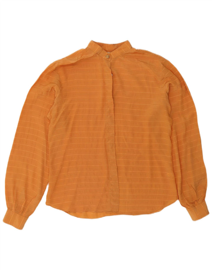 Vintage Womens Shirt Blouse IT 46 Large Orange Striped Polyester