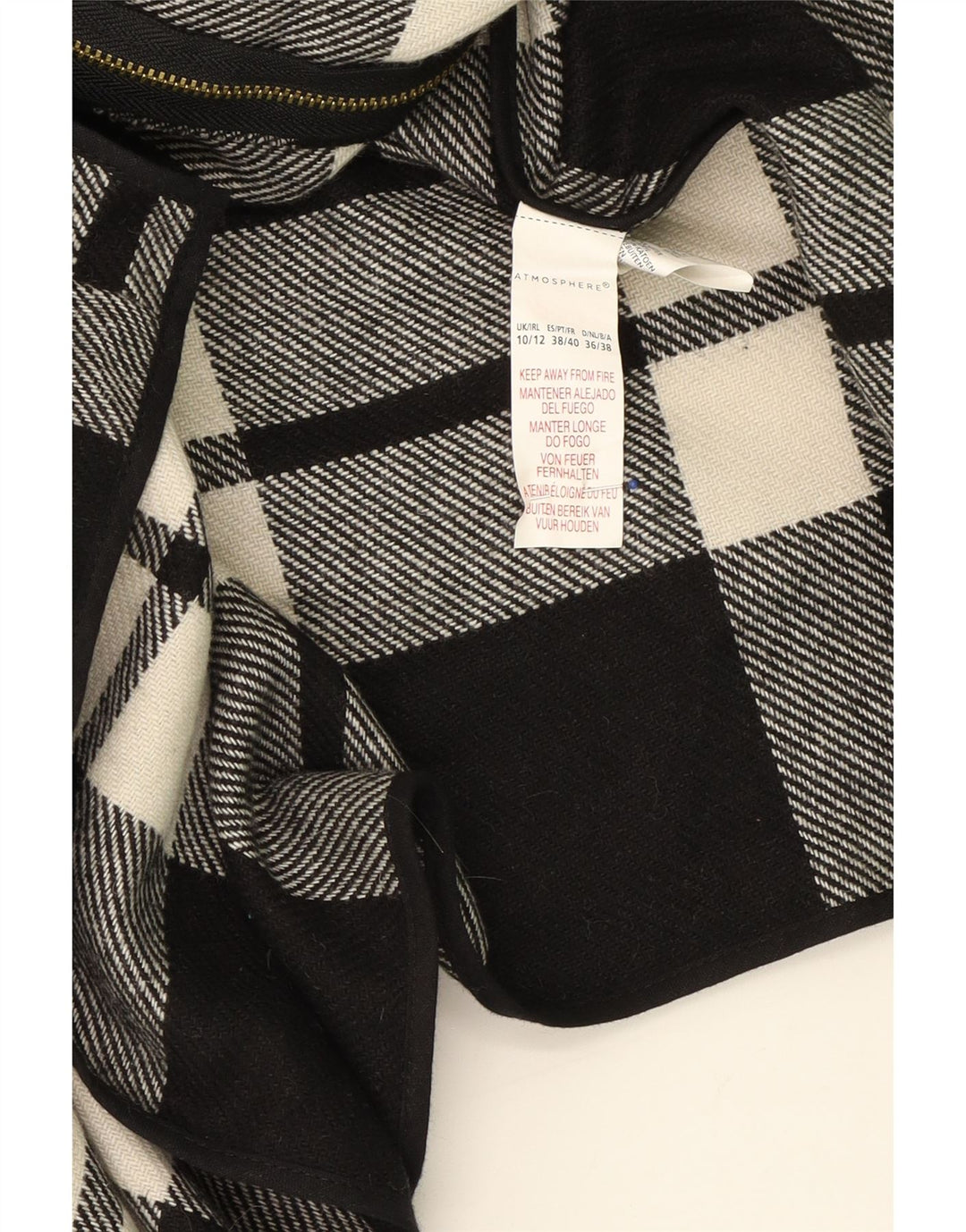ATMOSPHERE Womens Poncho Jumper UK 10/12 Small Black Check Polyester Vintage Atmosphere and Second-Hand Atmosphere from Messina Hembry 