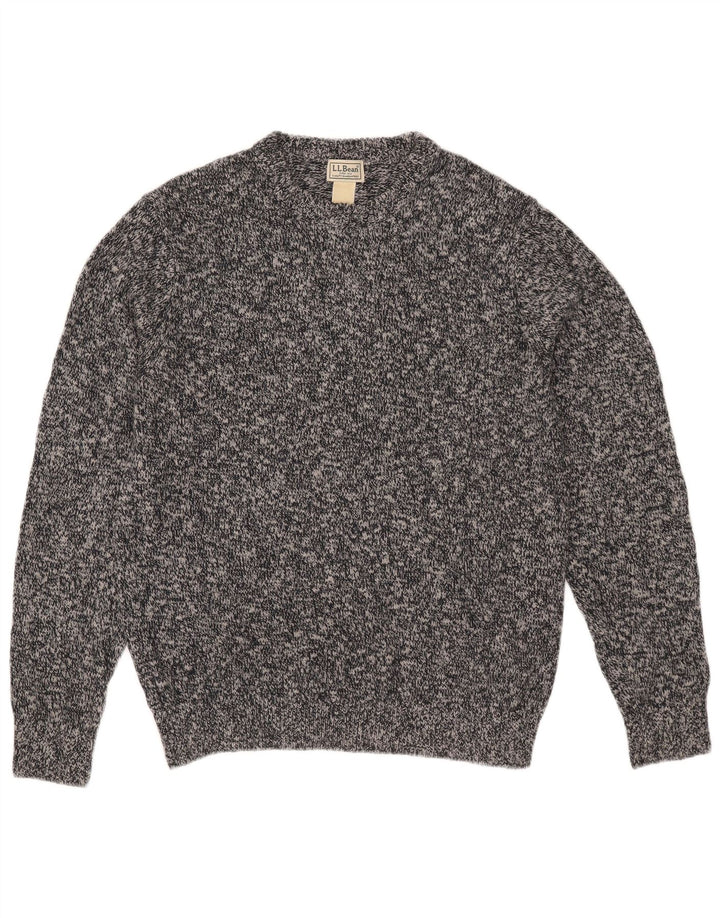 L.L.Bean Mens Crew Neck Jumper Sweater Medium Grey Flecked Cotton