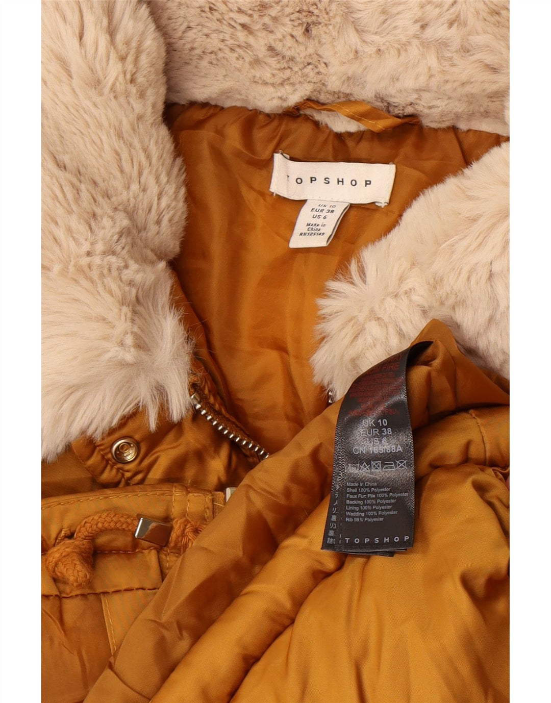 Topshop Womens Crop Oversized Padded Jacket UK 10 Small Yellow Polyester