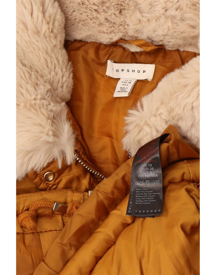 Topshop Womens Crop Oversized Padded Jacket UK 10 Small Yellow Polyester