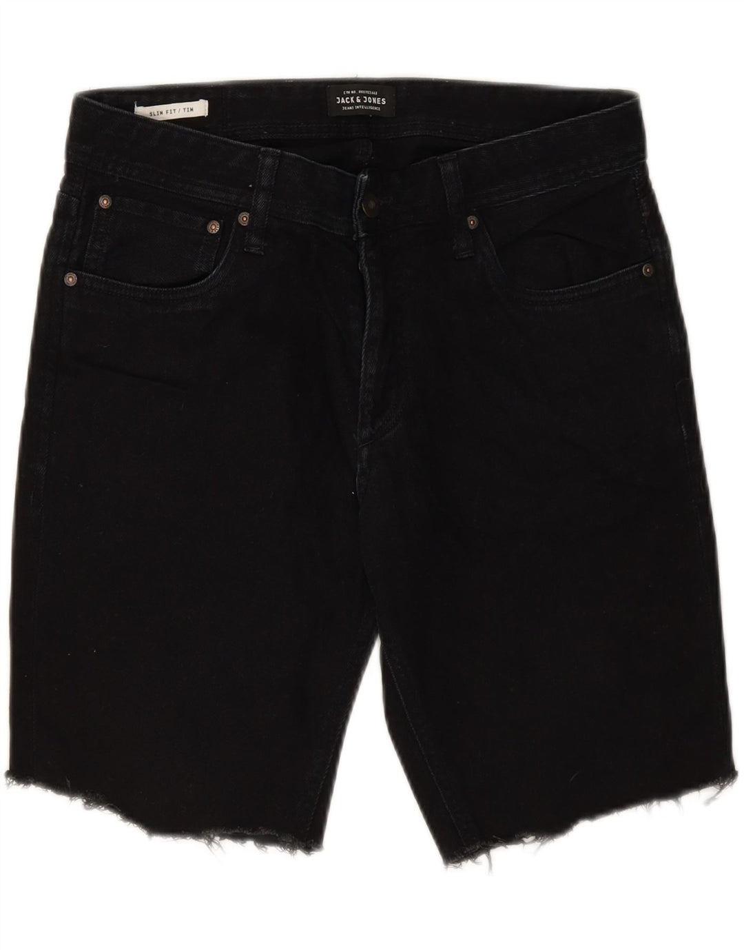JACK & JONES Mens Tim Slim Fit Denim Shorts W32 Medium  Black Vintage Jack & Jones and Second-Hand Jack & Jones from Messina Hembry 