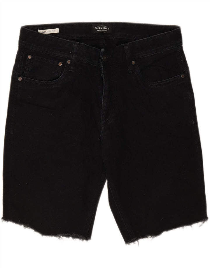 JACK & JONES Mens Tim Slim Fit Denim Shorts W32 Medium  Black Vintage Jack & Jones and Second-Hand Jack & Jones from Messina Hembry 