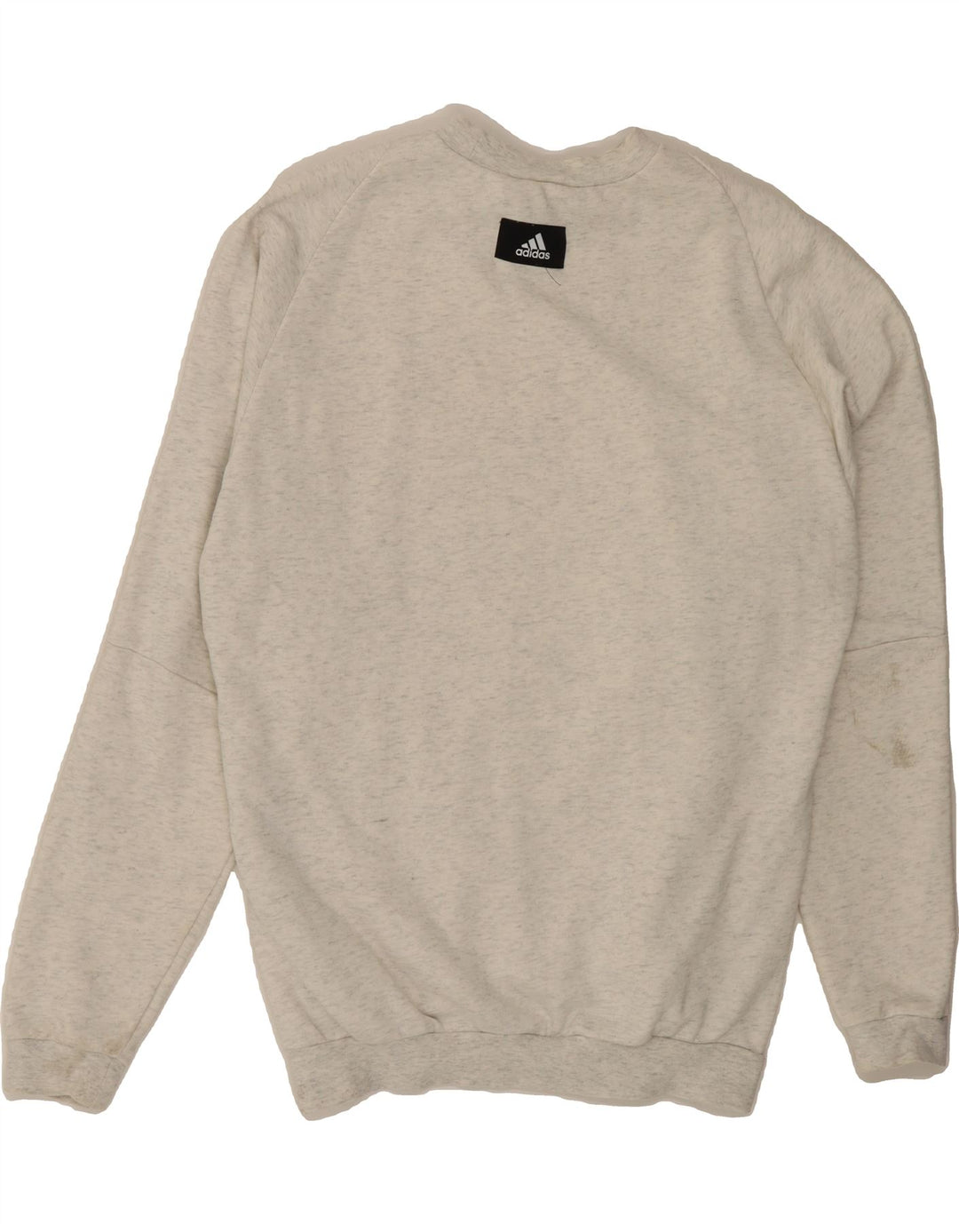 ADIDAS Mens Graphic Sweatshirt Jumper Small Grey Flecked Cotton Vintage Adidas and Second-Hand Adidas from Messina Hembry 