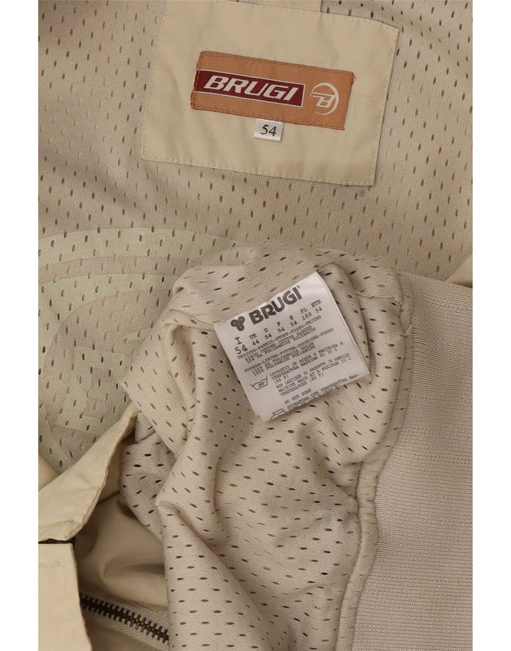 Brugi Mens Bomber Jacket UK 44 2XL Beige Cotton