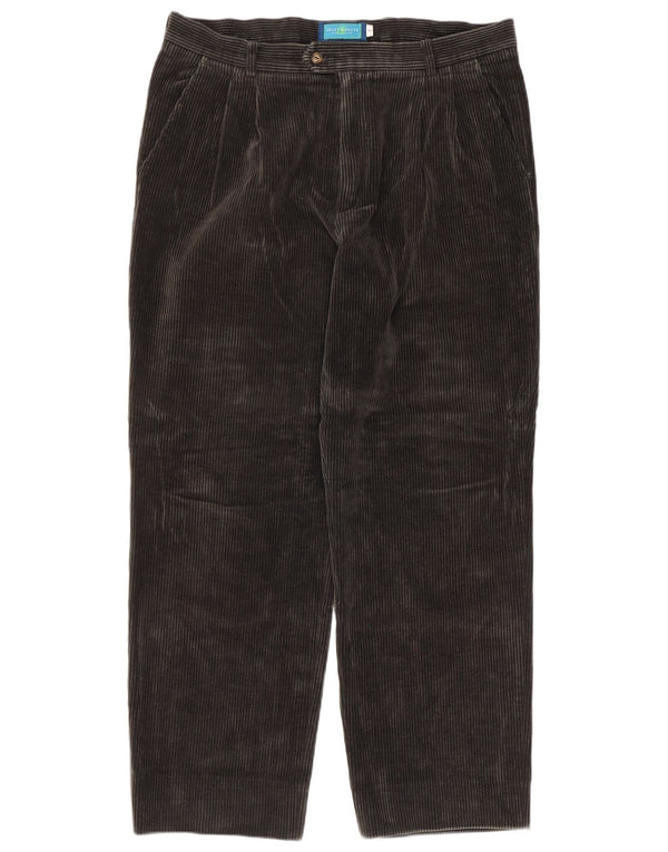 Belfe & Mens Straight Corduroy Trousers W34 L29 Grey Cotton