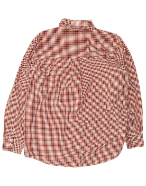 Chaps Mens Easy Care Shirt Large Red Gingham Cotton
