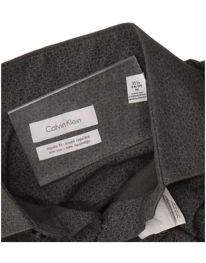 CALVIN KLEIN Mens Regular Fit Shirt Size 15 1/2 Medium Grey Floral