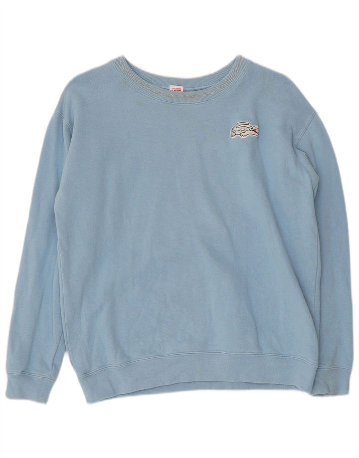 LACOSTE Womens Sweatshirt Jumper UK 16 Large Blue Cotton