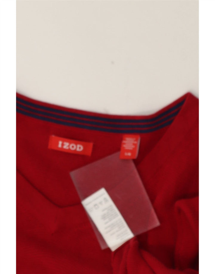 IZOD Mens V-Neck Jumper Sweater Large Red Cotton Vintage Izod and Second-Hand Izod from Messina Hembry 
