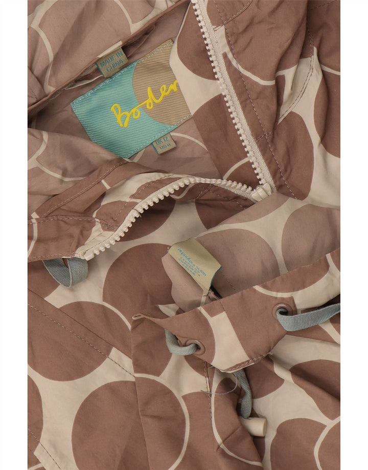 Boden Womens Hooded Pullover Rain Jacket UK 12 Medium Brown Geometric